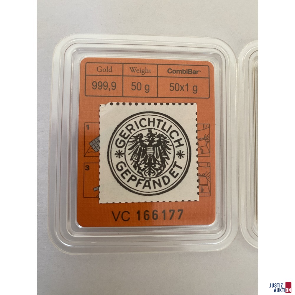 50 x 1 g Tafelgold  - 999,9 Gold - 50 g - verschweißt