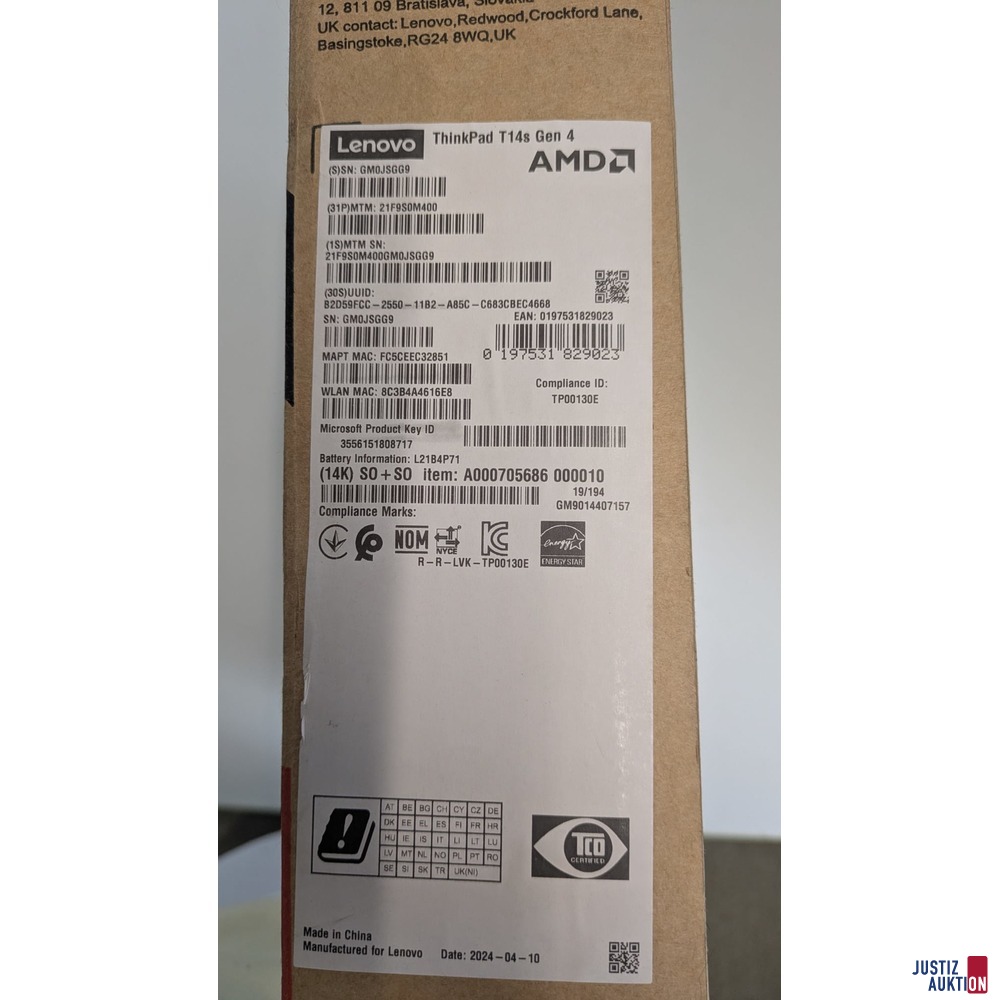Verpackung Daten