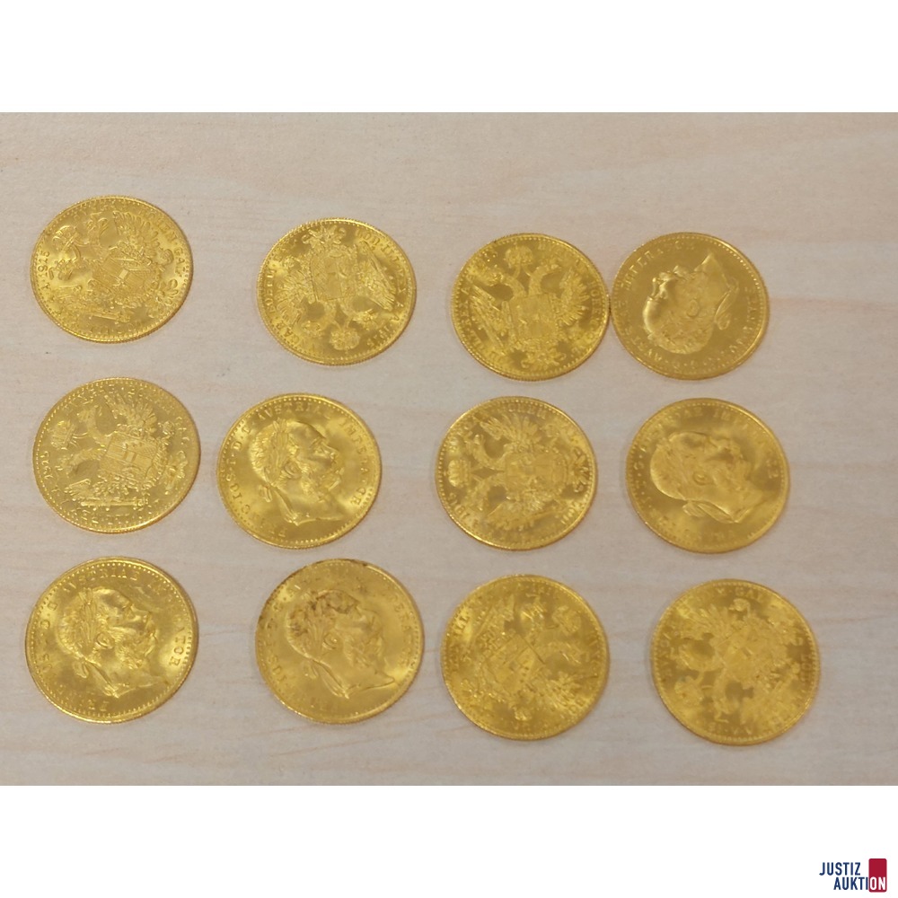 12 Stück 1fach Dukaten Franz Joseph á 3,49 g 986 ‰