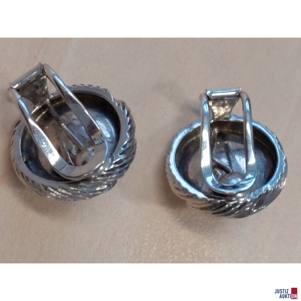 1 Paar Perlenohrclips Wei&szlig;gold 585 &permil; amtspunziert - 17&comma;2 g