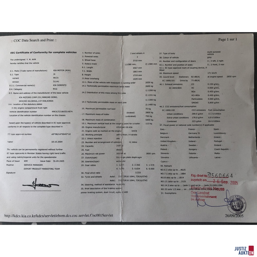 EWG Übereinstimmungsbescheinigung