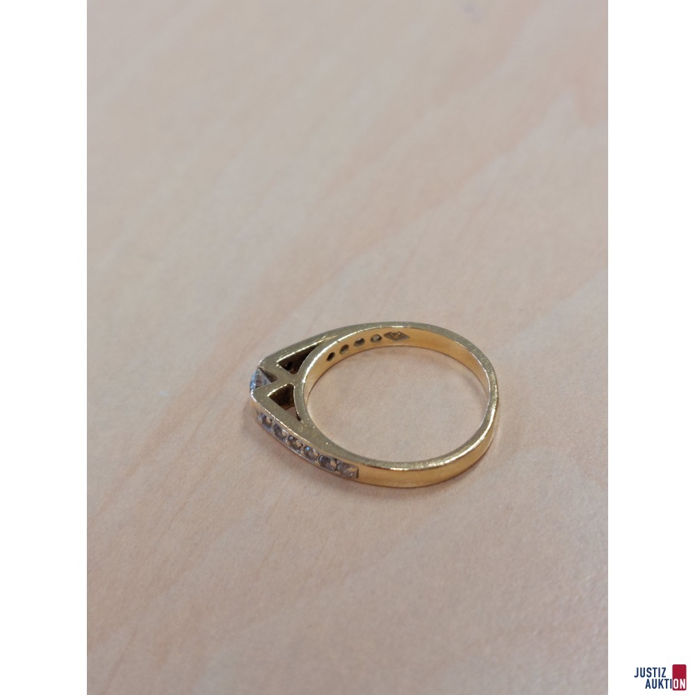 Damenring 585 ‰ Gelbgold punziert 2,7 g Größe 53