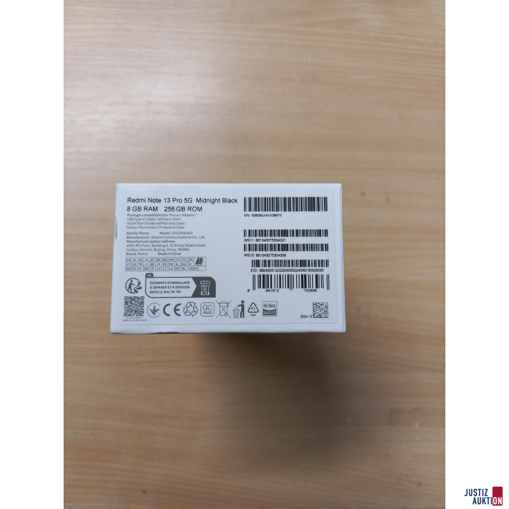 Verpackung Unterseite