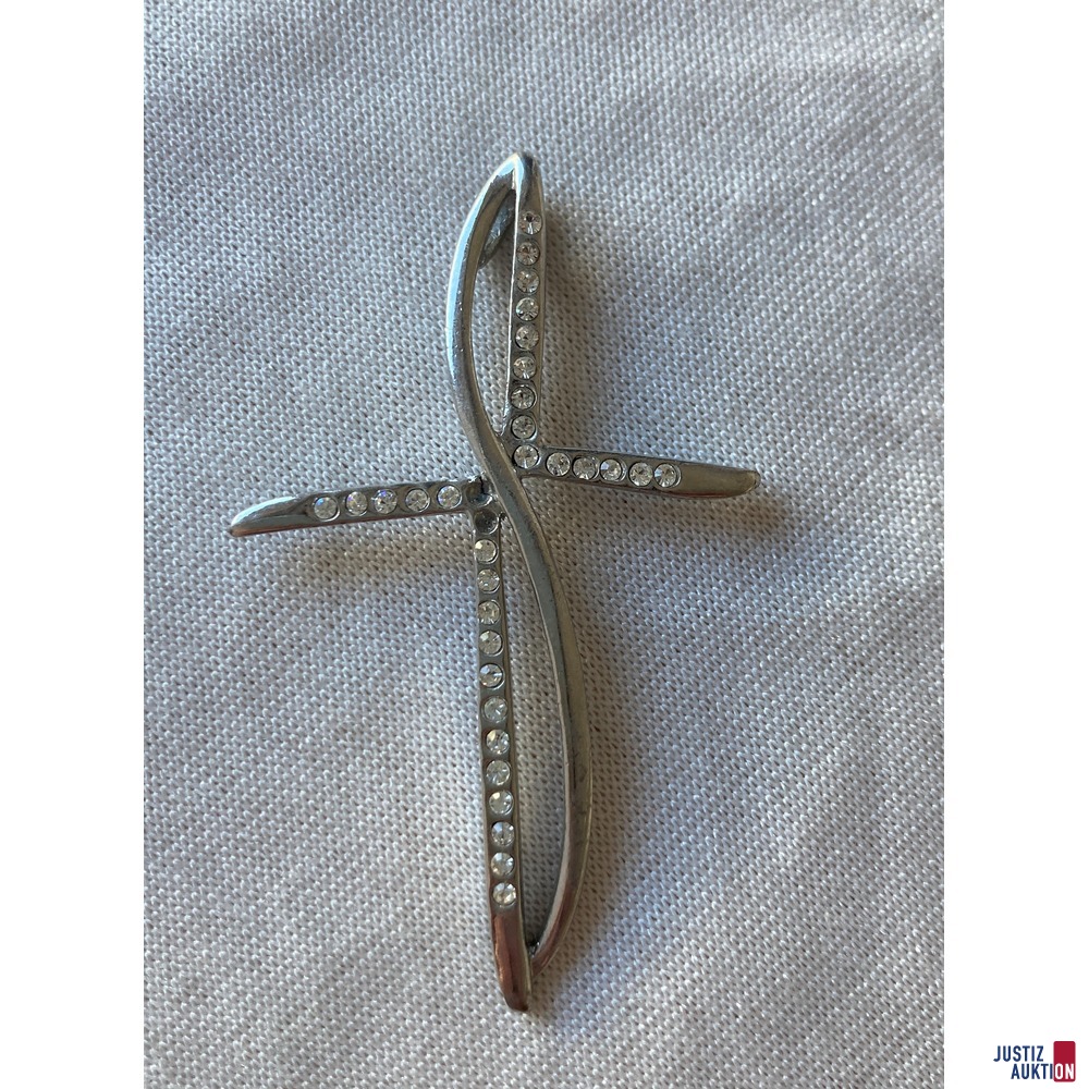 Anhänger Kreuz - 2 fehlende Strasssteine