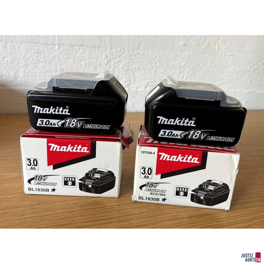 2x Makita Akku BL1830B 3.0Ah 18V