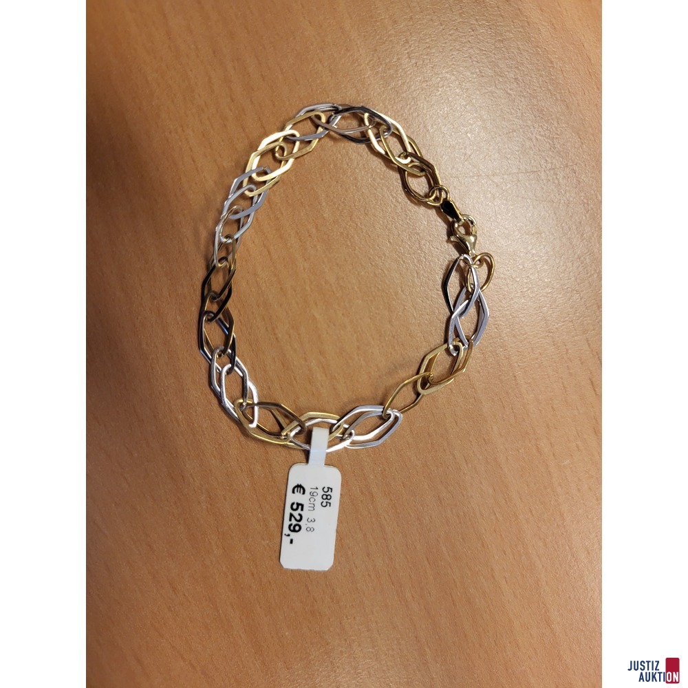 Armband gold - 585 = 14 Karat - weißgold - 19 cm