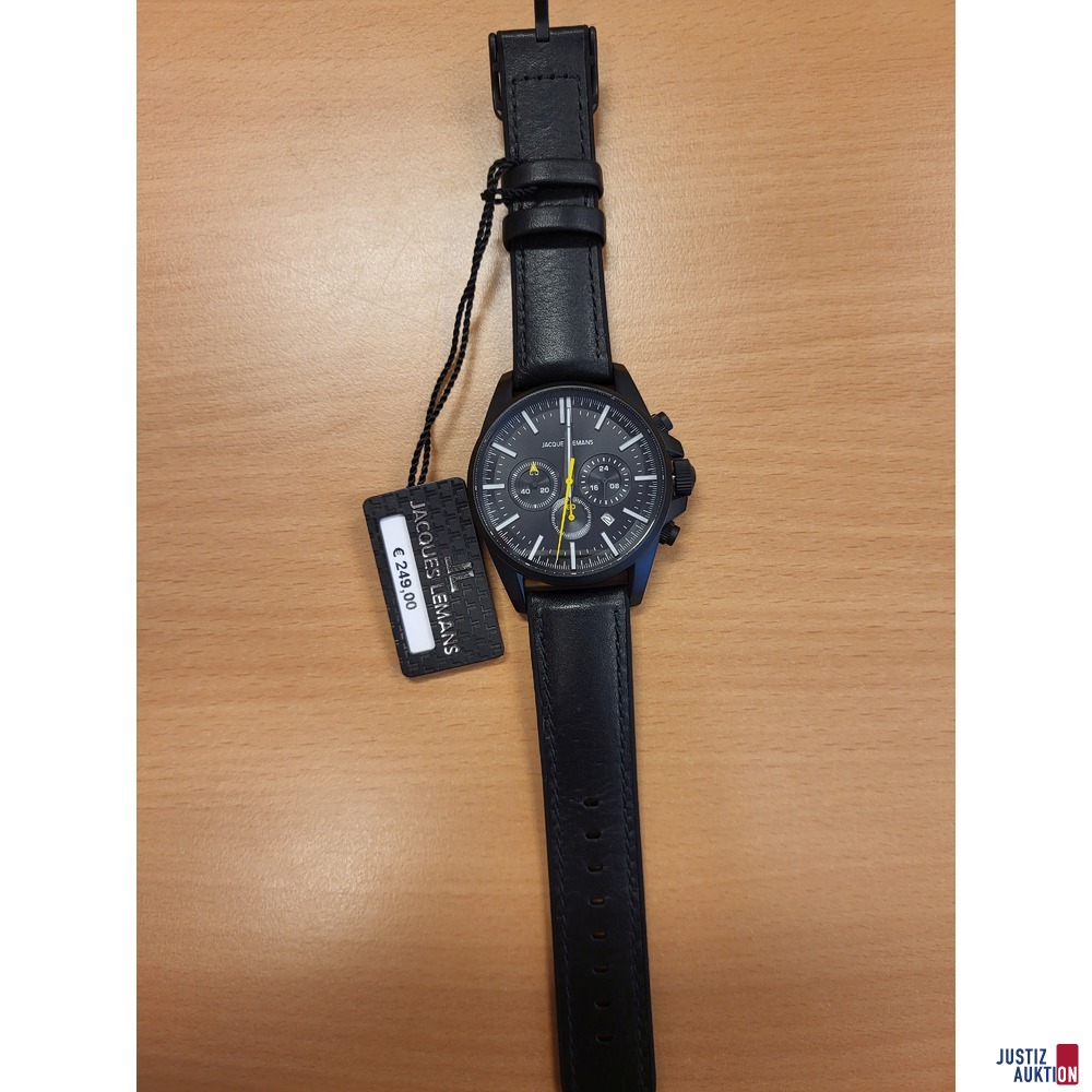 Herrenuhr Jaques Lemans - massiv - Edelstahl - IP-black