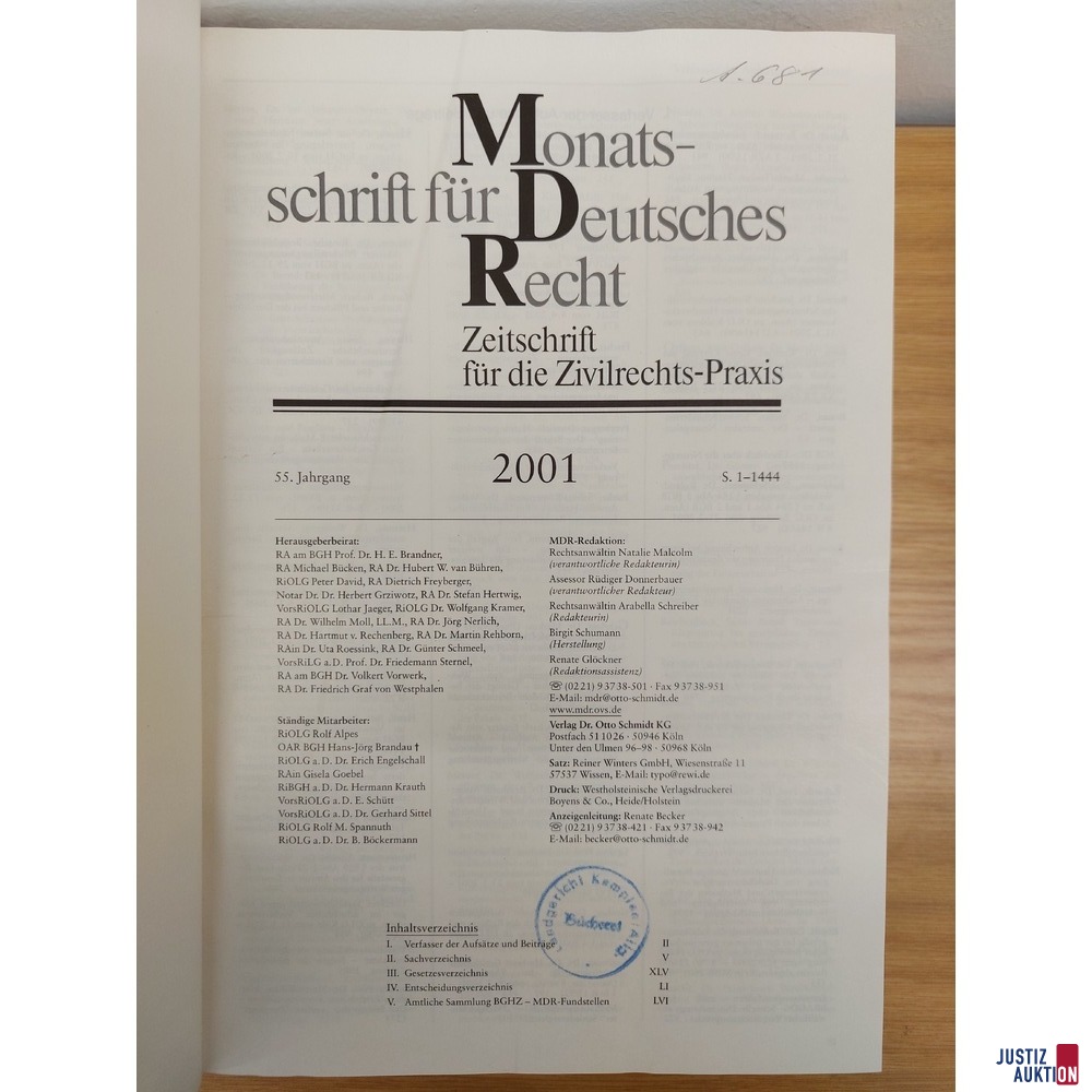 Monatsschrift für Deutsches Recht 2001 - 2021