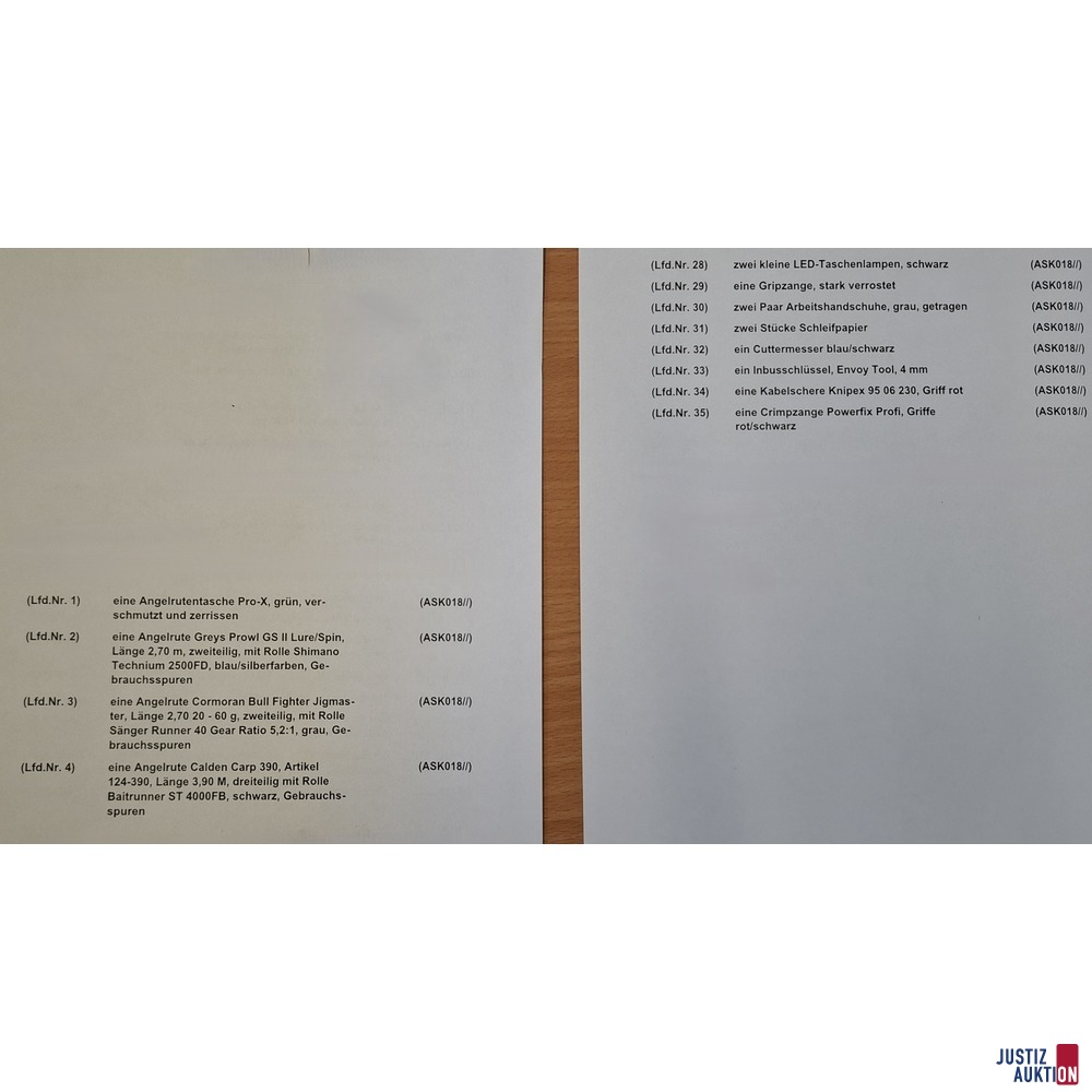 Zubeh&ouml;rverzeichnis