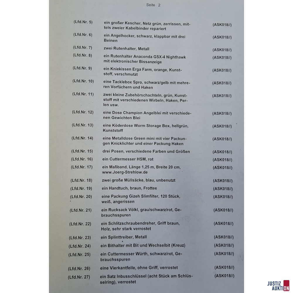 Zubeh&ouml;rverzeichnis