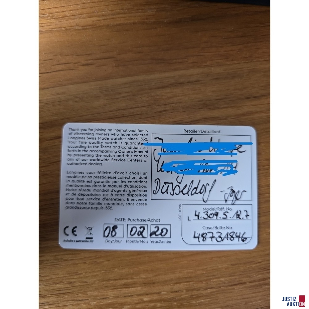 Garantiekarte hinten