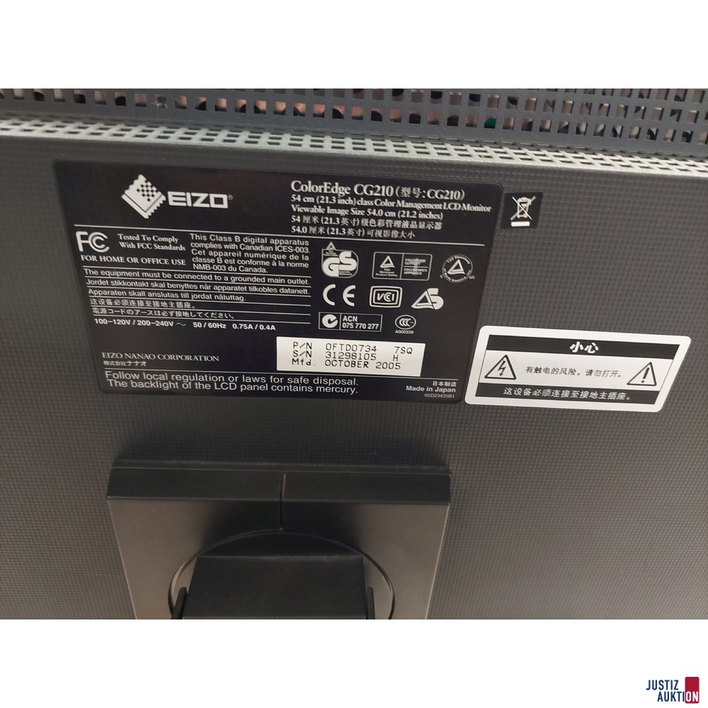 Monitor der Marke Eizo CG210 - SN&colon; 31298105