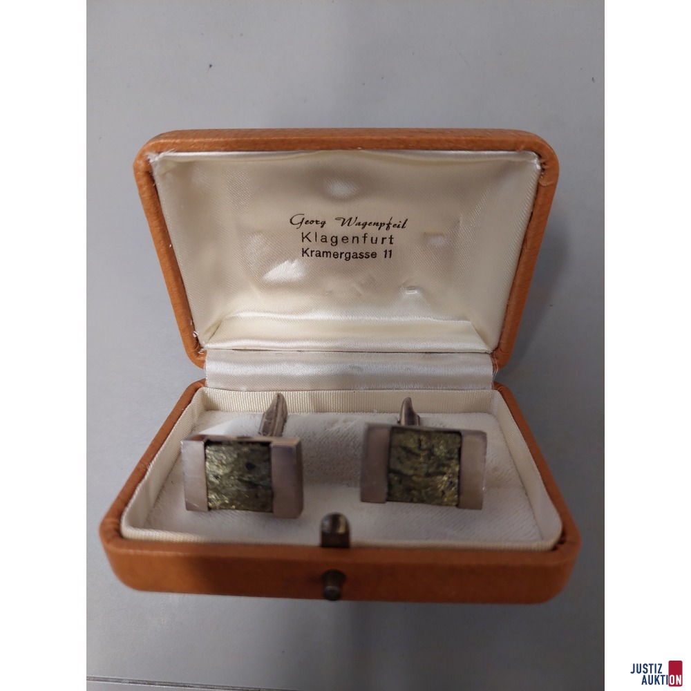 Manschettenkn&ouml;pfe 925 Silber mit Granitsteine