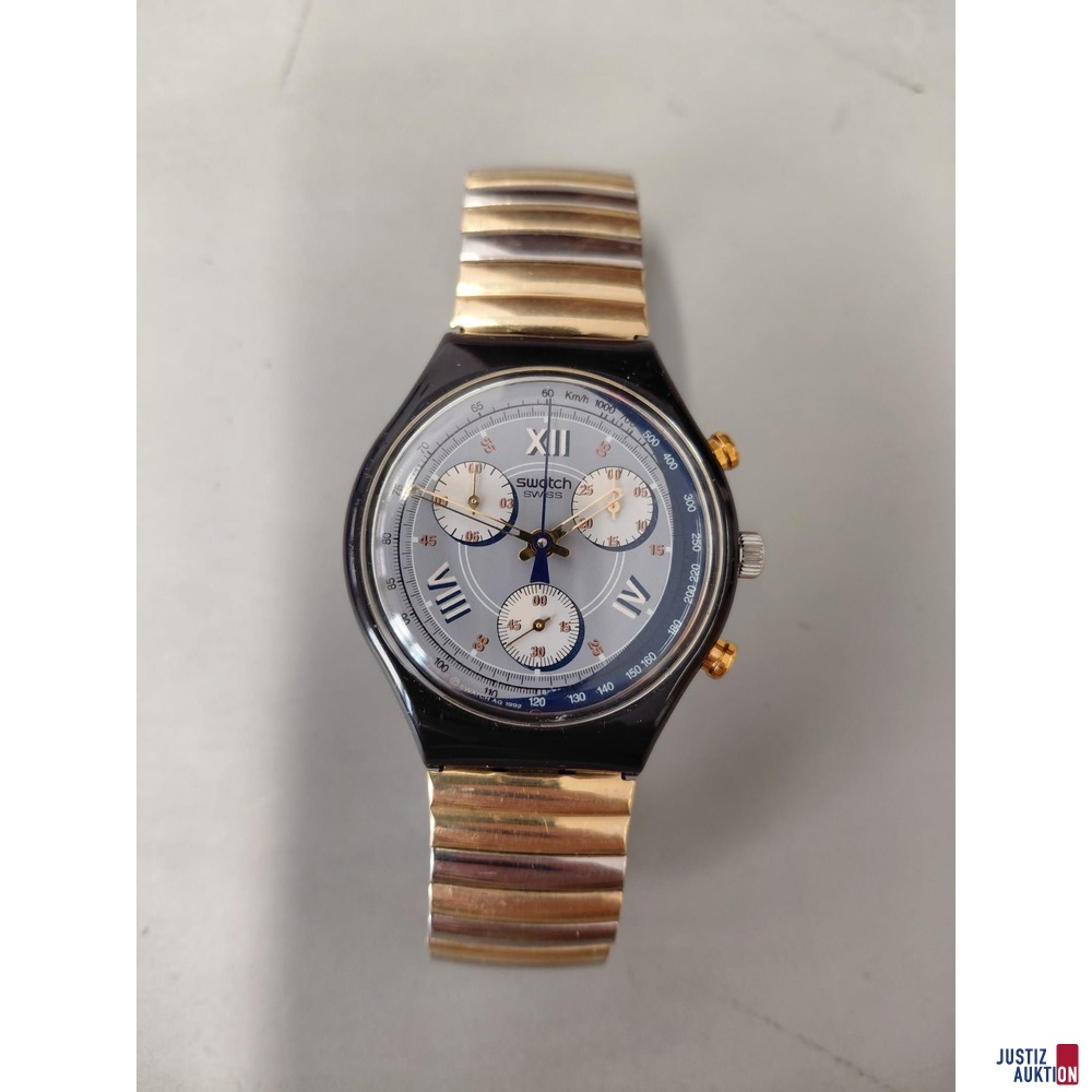 Swatch Twenty Two Jewels 328 mit Metall- Stretcharmband&comma;  Batteriebetrieben