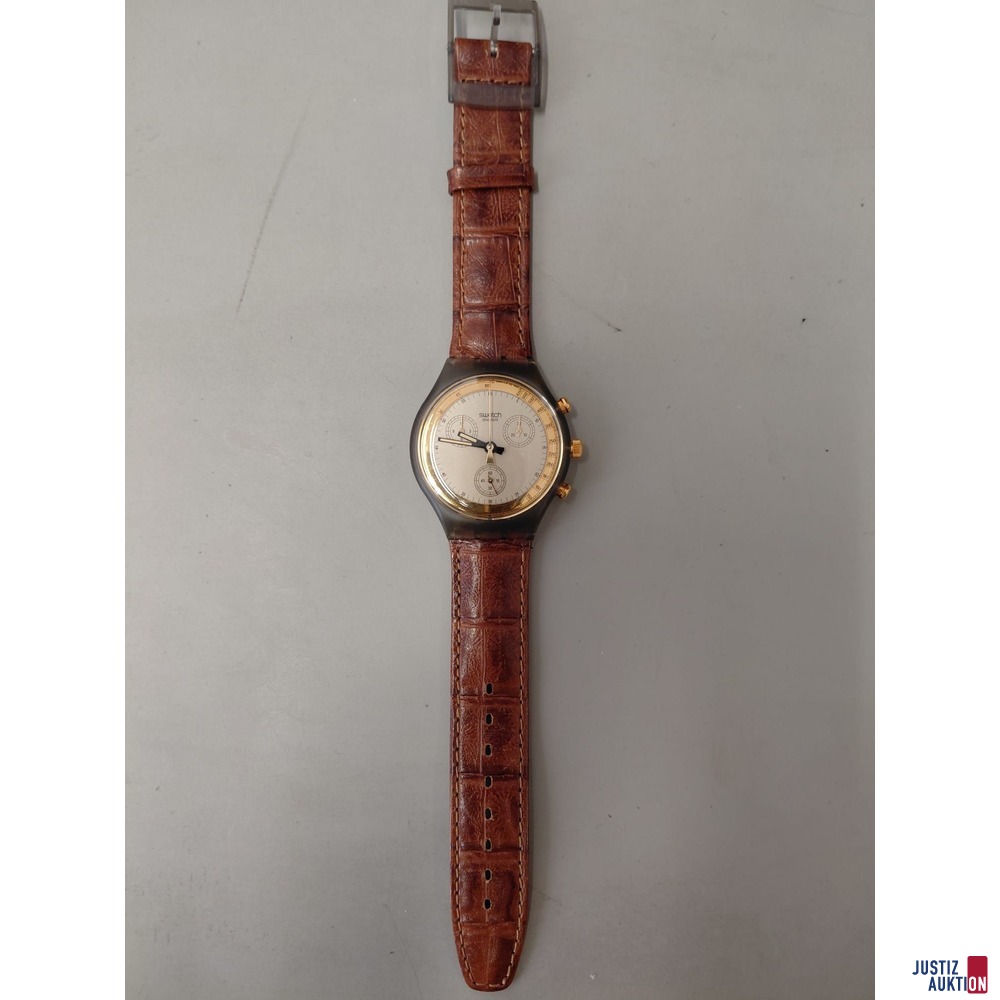 Swatch Twenty Two Jewels 16&comma; Batteriebetrieben&comma; Lederband