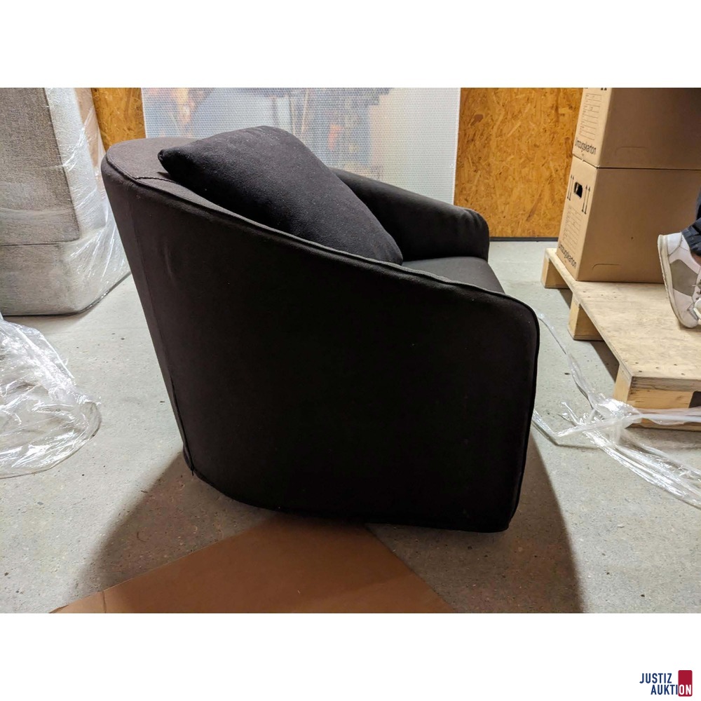 Minotti Couchsessel mit Hocker - Stoffbezug - schwarz