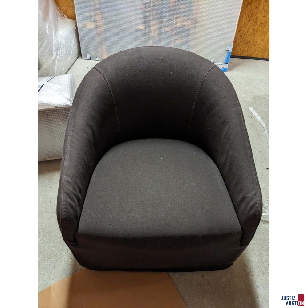 Minotti Couchsessel mit Hocker - Stoffbezug - schwarz