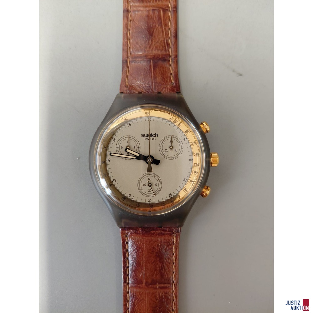 Swatch Twenty Two Jewels 16&comma; Batteriebetrieben&comma; Lederband