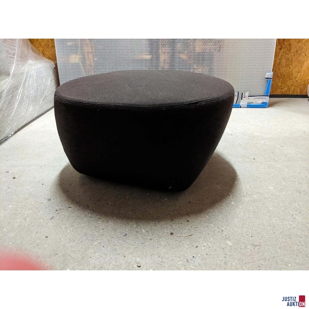 Minotti Couchsessel mit Hocker - Stoffbezug - schwarz