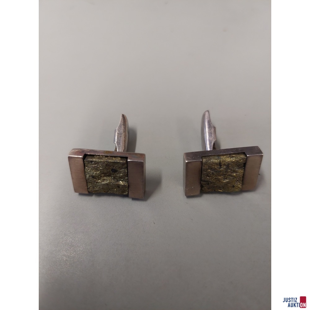 Manschettenkn&ouml;pfe 925 Silber mit Granitsteine