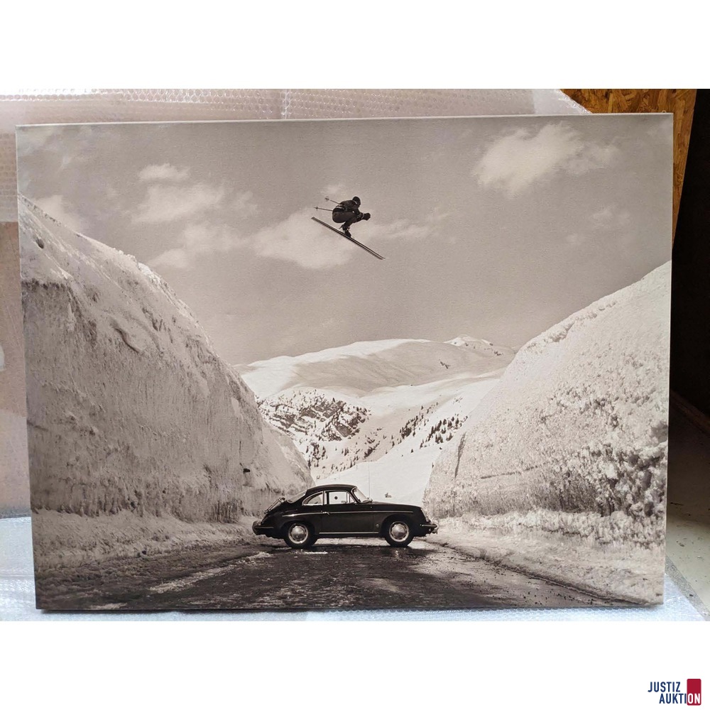 Bild „Skifahrer mit Auto“