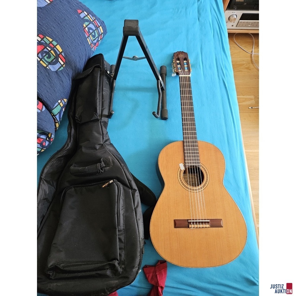 Gitarre mit Tasche und Ständer