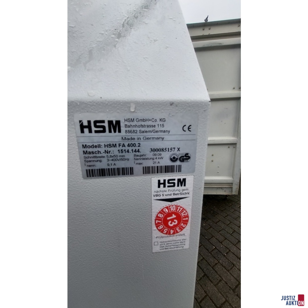 Aktenvernichter Daten