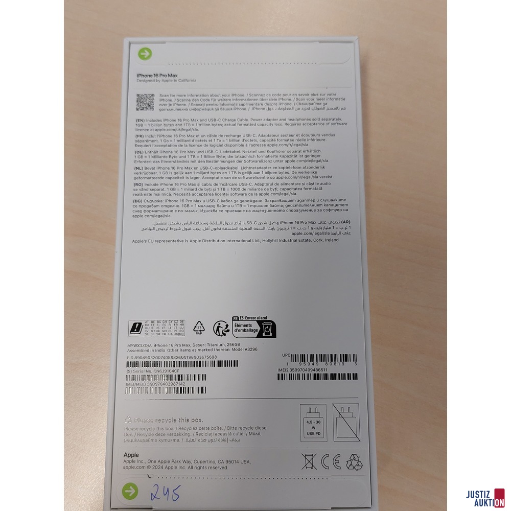 Handy der Marke Apple iPhone 16 Pro Max Desert Titanium&comma; 256GB