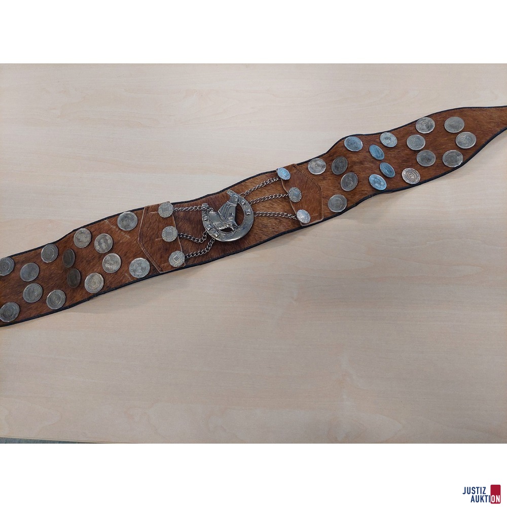 Argentinischer Gaucho-G&uuml;rtel Rindsleder mit Fell