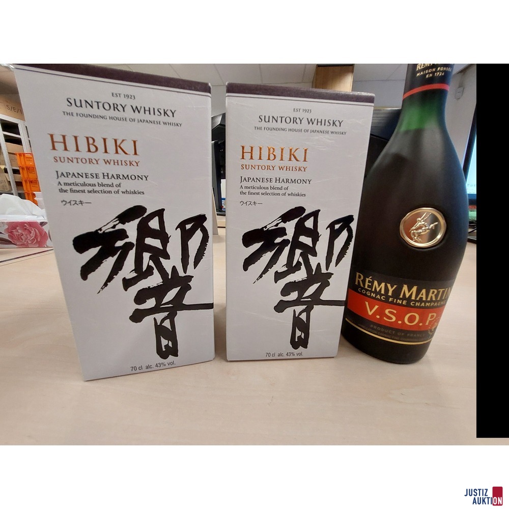 2 Flaschen Whisky der Marke Suntory HIBIKI u.a.