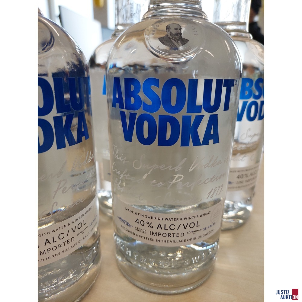 6 Flaschen Absolut Vodka 0&comma;7 l