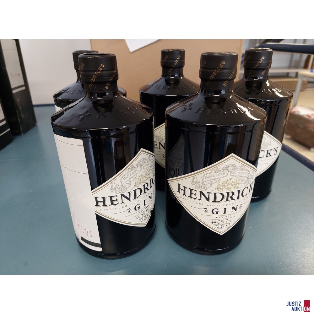 5 Flaschen Hendrick´s Gin 44% je 700 ml