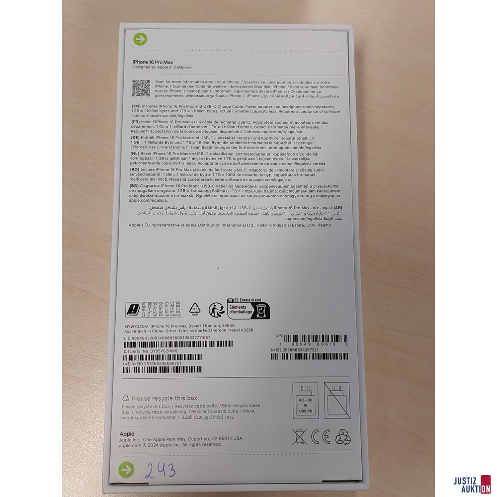 Handy der Marke Apple iPhone 16 Pro Max Desert Titanium&comma; 256GB