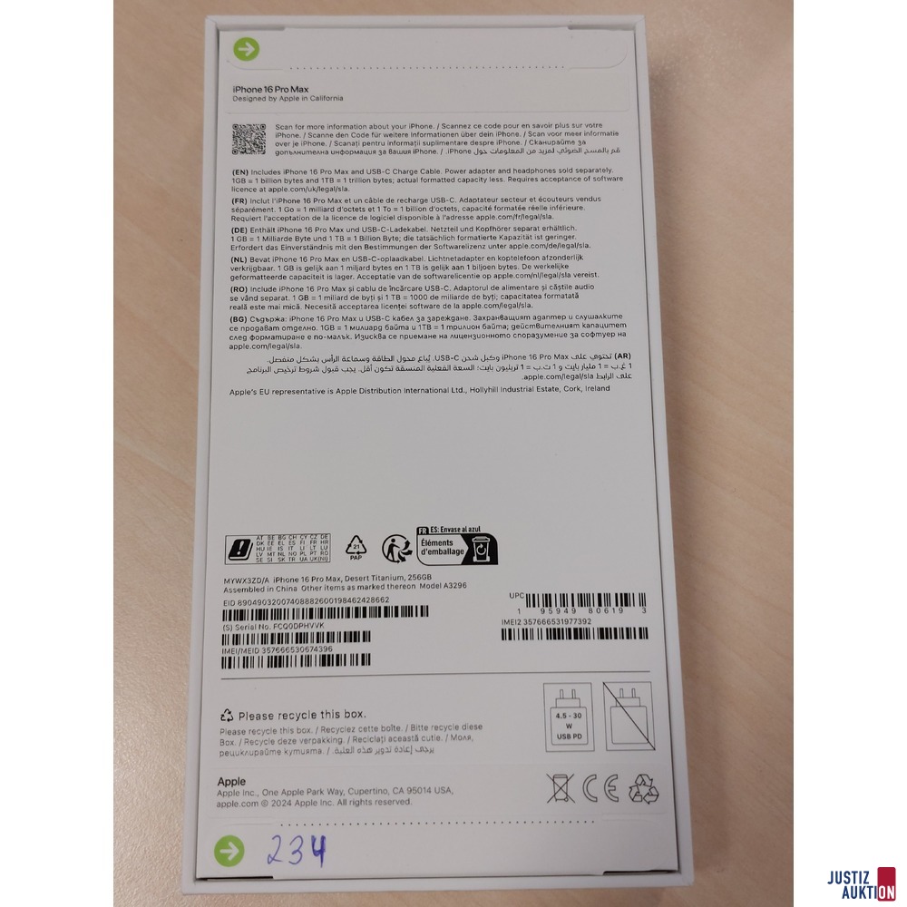 Handy der Marke Apple iPhone 16 Pro Max Desert Titanium&comma; 256GB