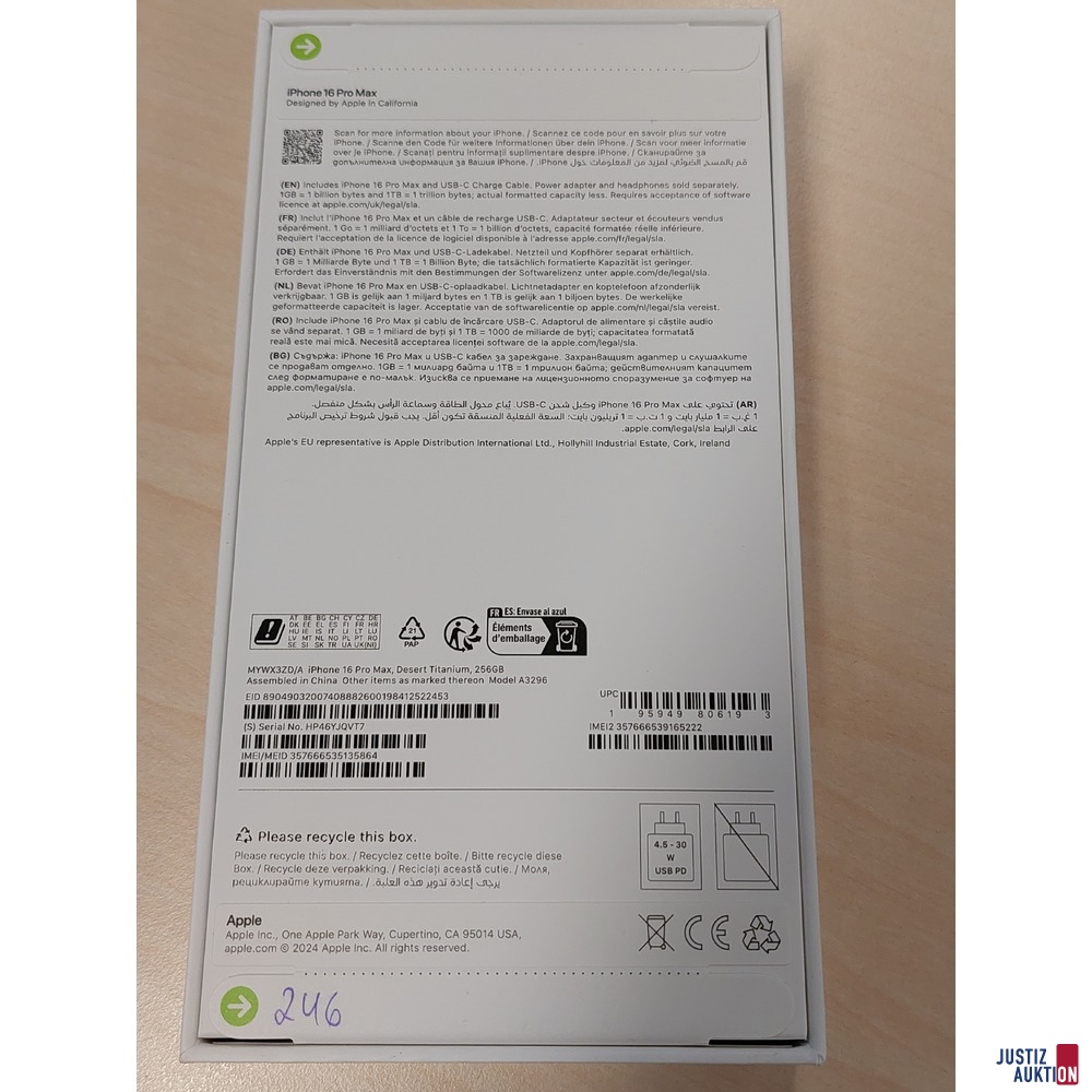 Handy der Marke Apple iPhone 16 Pro Max Desert Titanium&comma; 256GB