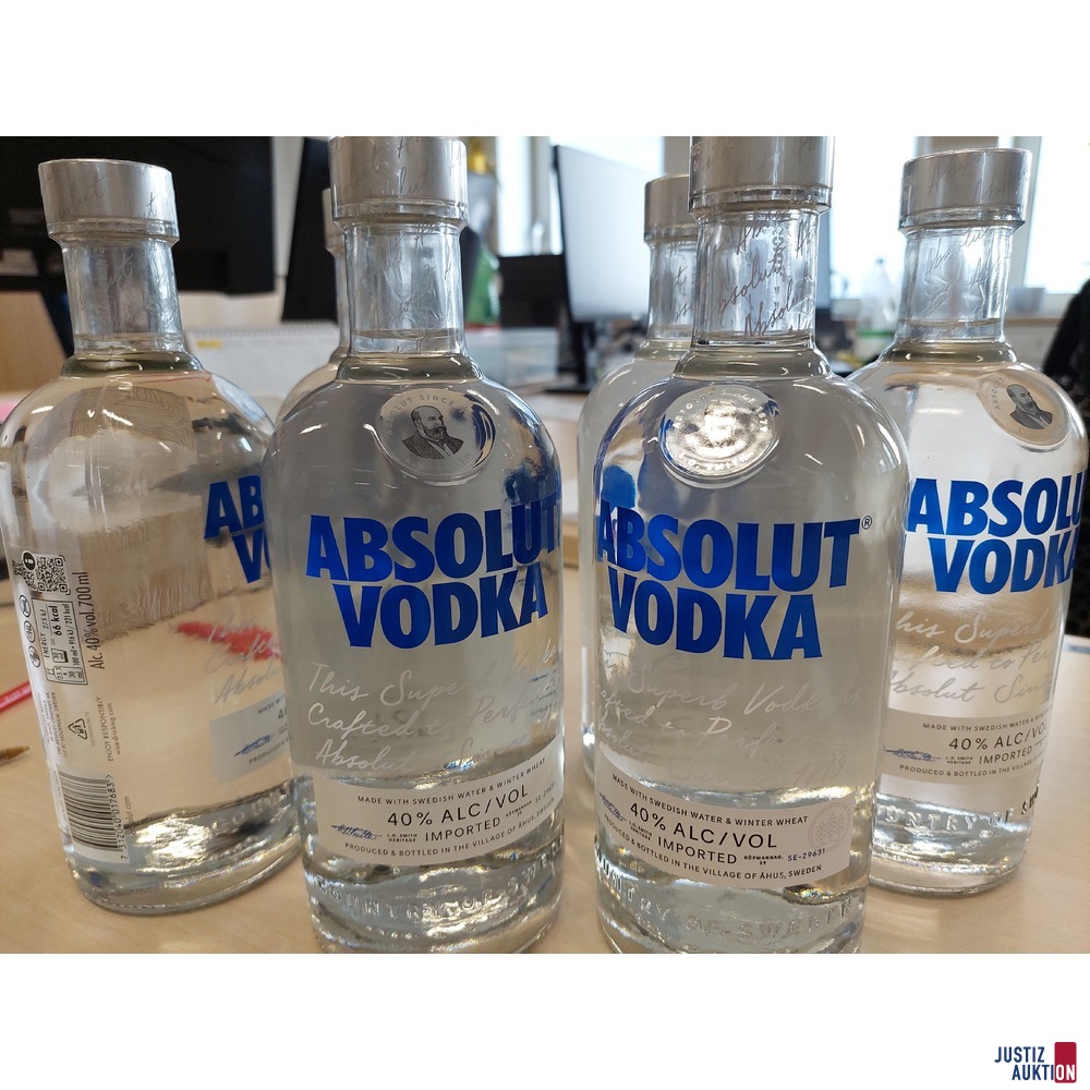 6 Flaschen Absolut Vodka 0&comma;7 l