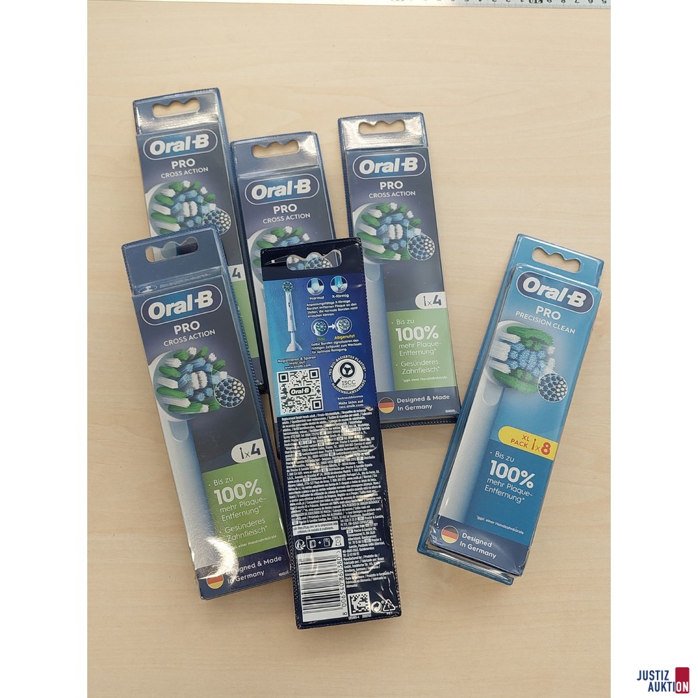 5 4er Packungen Aufsteckb&uuml;rsten Oral-B Pro Cross Action 1 8er Packungen Aufsteckb&uuml;rsten Oral-B Pro Cross Action NEU