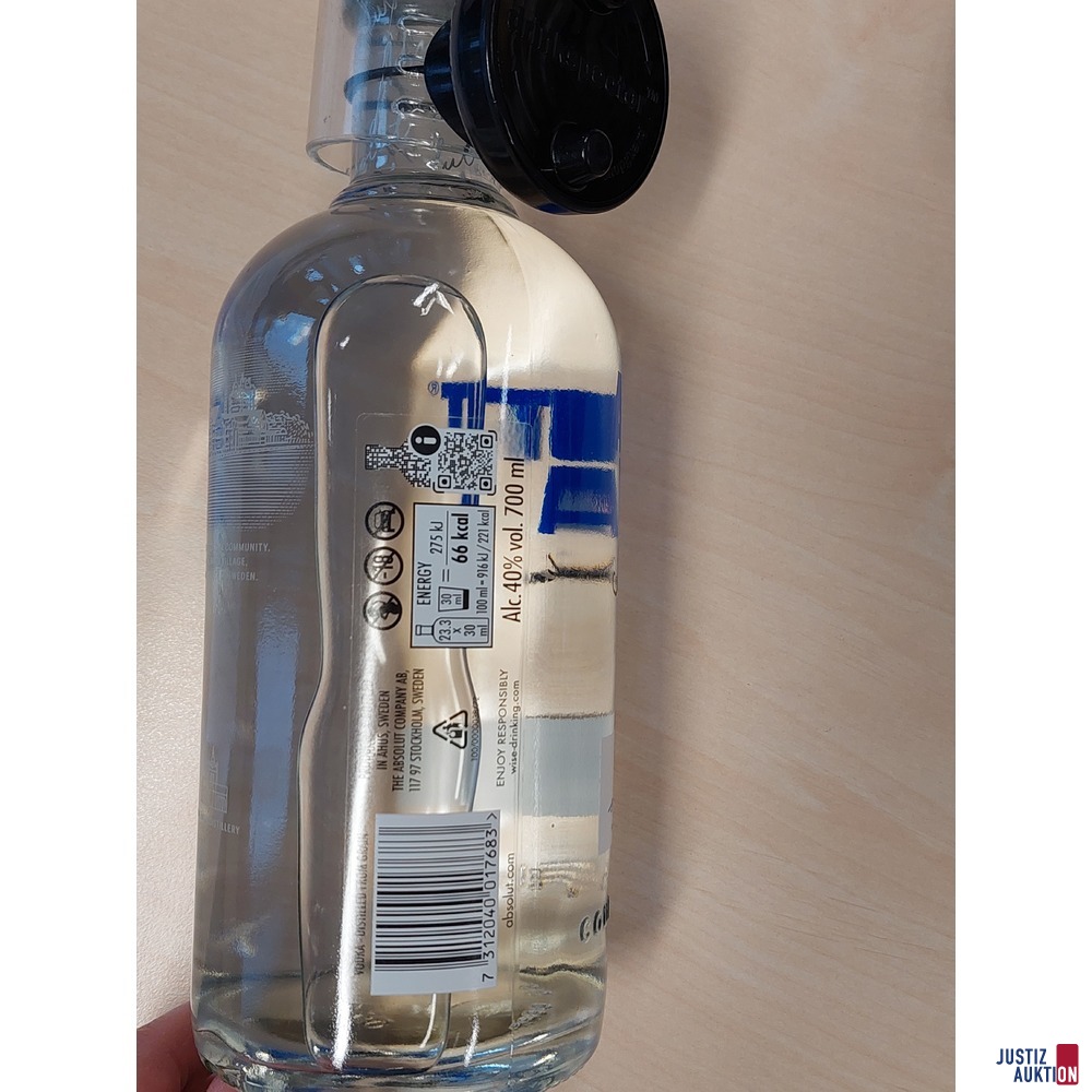 1 Flasche Absolut Wodka 40% vol. 700 ml
