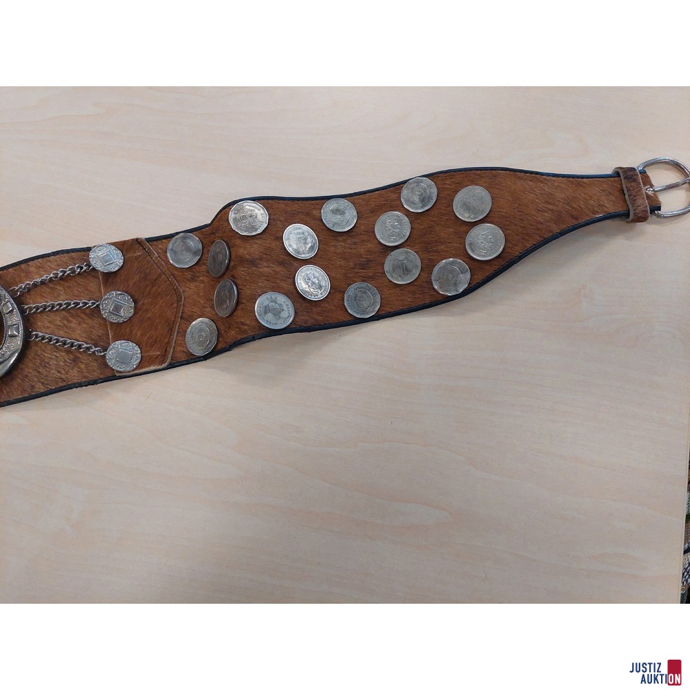 Argentinischer Gaucho-G&uuml;rtel Rindsleder mit Fell