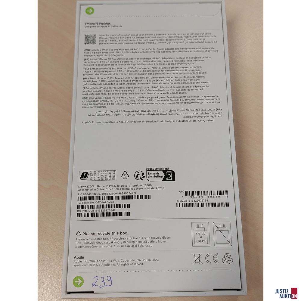 Handy der Marke Apple iPhone 16 Pro Max Desert Titanium&comma; 256GB