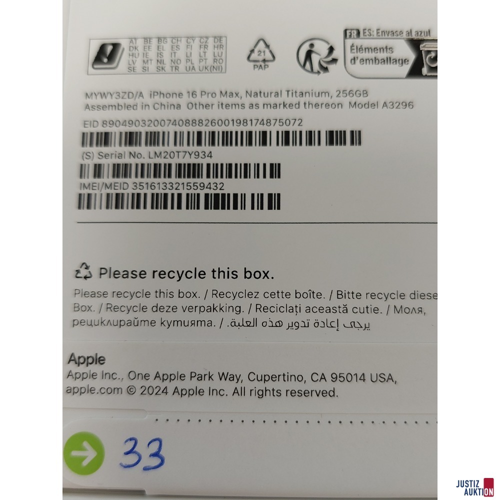 Handy der Marke Apple iPhone 16 Pro Max Natural Titanium&comma; 256GB