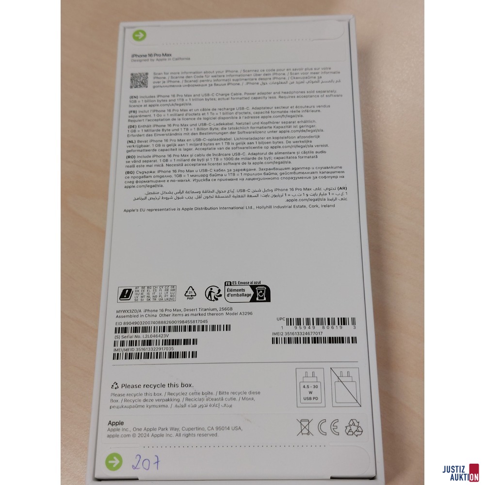 Handy der Marke Apple iPhone 16 Pro Max Desert Titanium&comma; 256GB