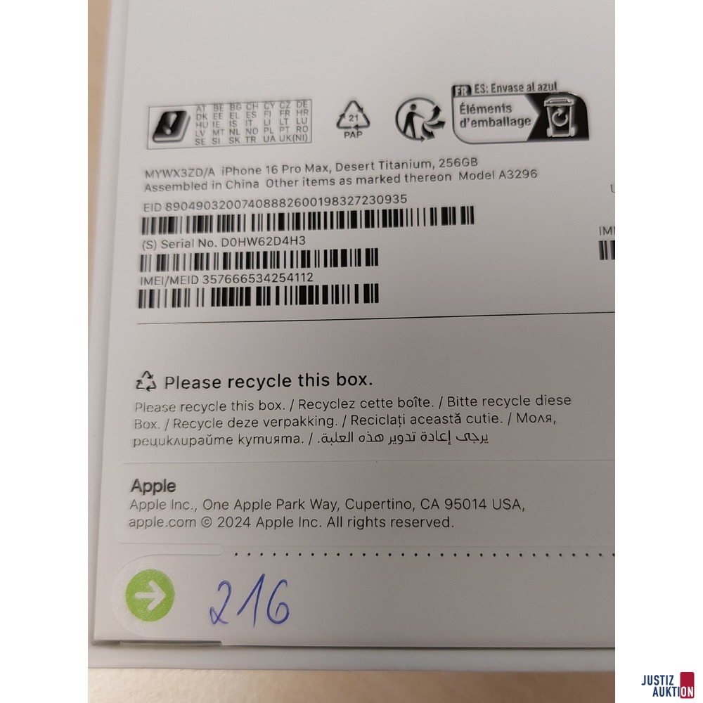 Handy der Marke Apple iPhone 16 Pro Max Desert Titanium&comma; 256GB