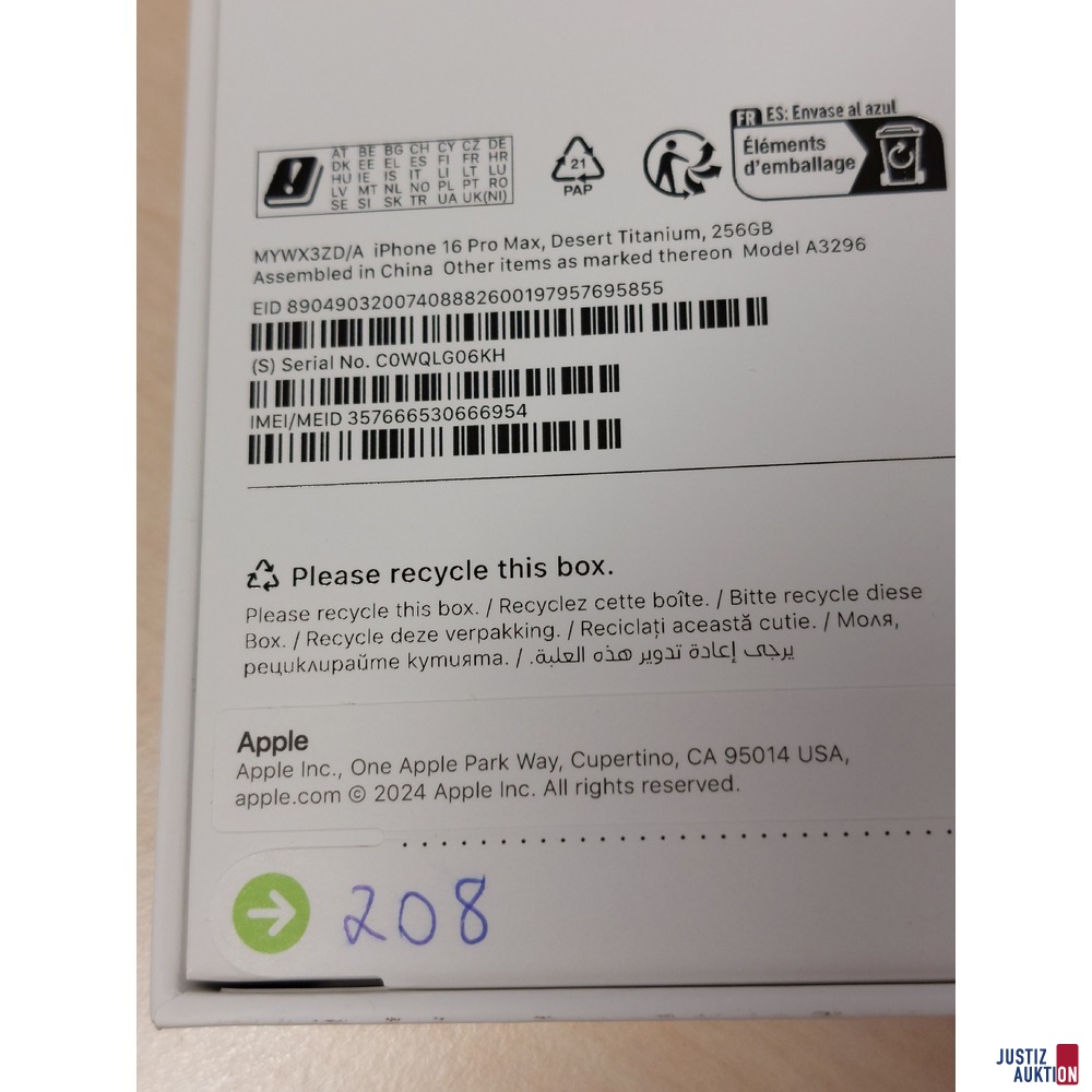 Handy der Marke Apple iPhone 16 Pro Max Desert Titanium&comma; 256GB