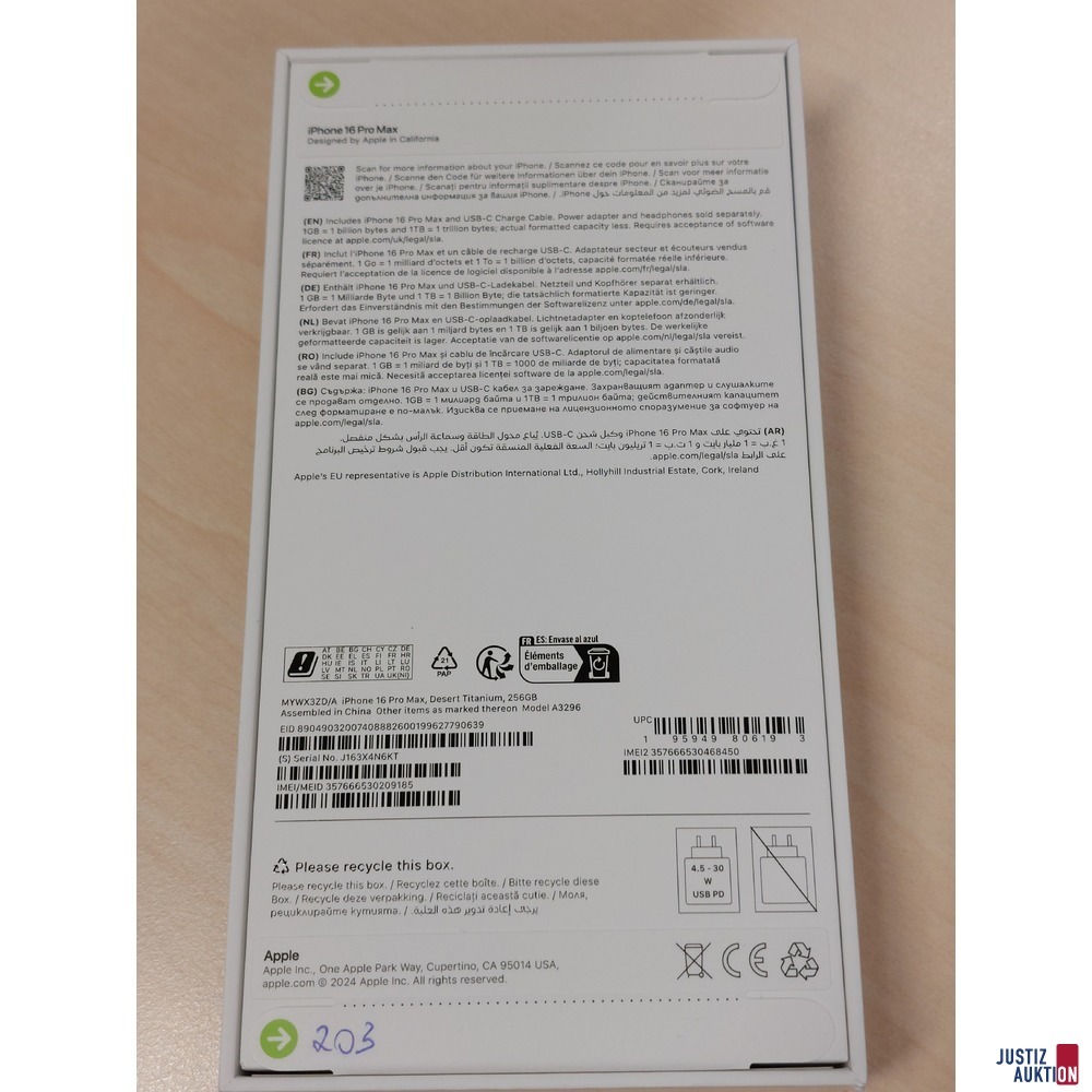 Handy der Marke Apple iPhone 16 Pro Max Desert Titanium&comma; 256GB