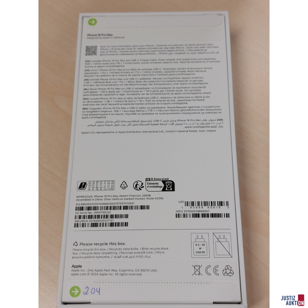 Handy der Marke Apple iPhone 16 Pro Max Desert Titanium&comma; 256GB