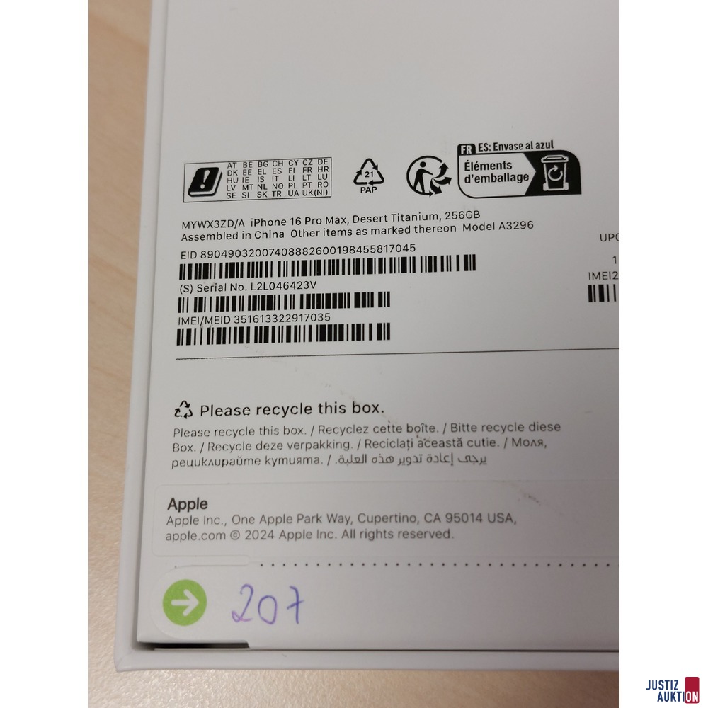 Handy der Marke Apple iPhone 16 Pro Max Desert Titanium&comma; 256GB