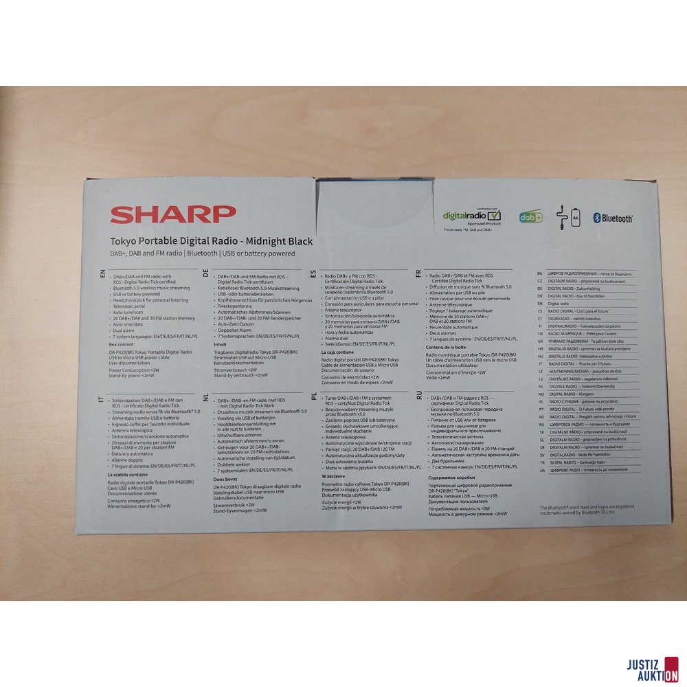 Tragbares Digitalradio der Marke SHARP Tokyo – Midnight Black