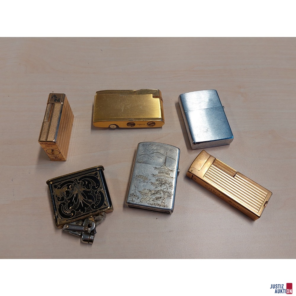 6 diverse Feuerzeuge