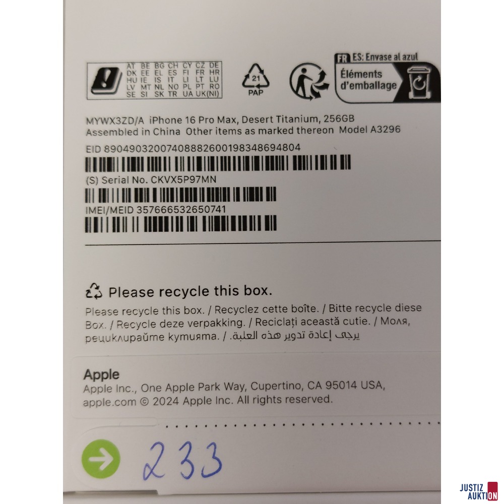 Handy der Marke Apple iPhone 16 Pro Max Desert Titanium&comma; 256GB